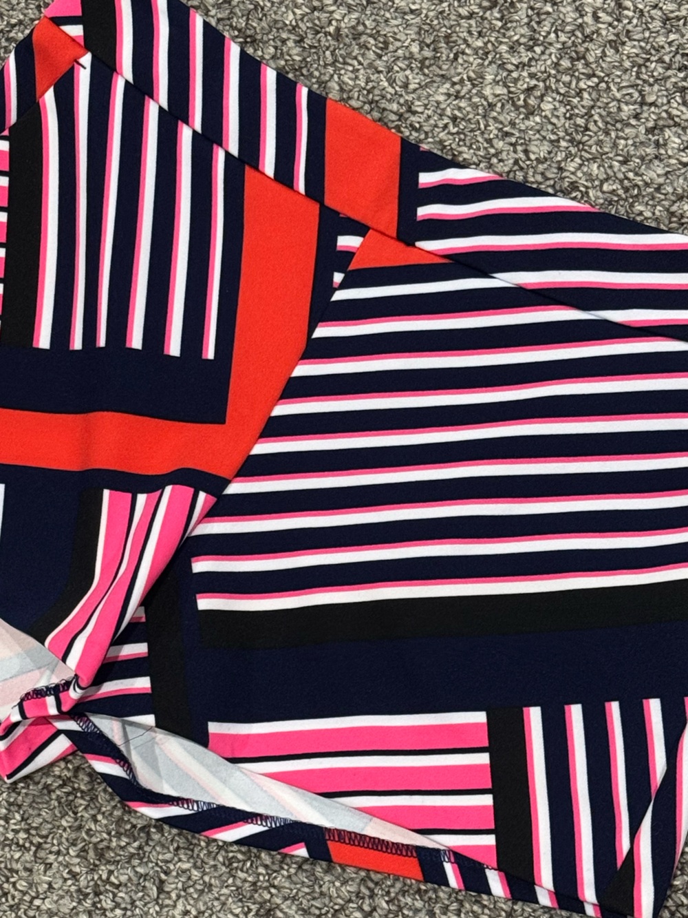 Express Striped Geo Print Women’s Shorts - Pink, Red & Navy - Picture 3 of 6